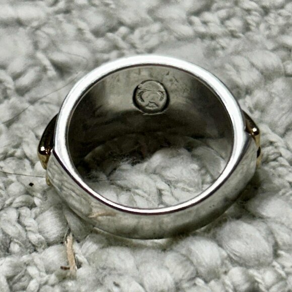 Premier Designs Silver and Gold Wide Band Wire Look Ring, Size 8 - Picture 4 of 4